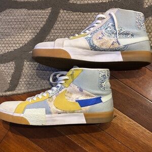 Nike Blue and Cream High-Top Sneakers